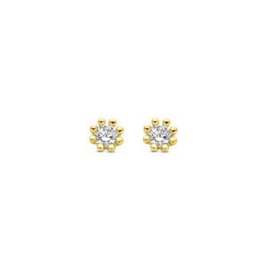 9k oorknoppen zirkonia 3,5 mm 9K geel