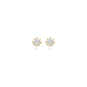 9k oorknoppen zirkonia 4,5 mm 9K geel