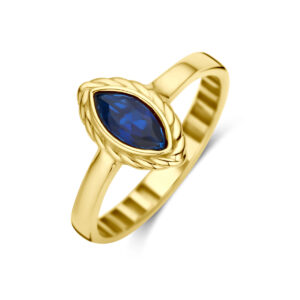 9k ring blauw zirkonia 9K geel