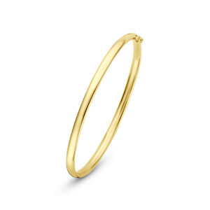 9k scharnier bangle ovale buis massief 4 x 60 mm 9K geel/zilverkern