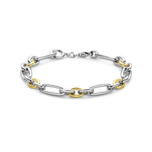 armband 7,5 mm 20 cm 14K goud en zilver