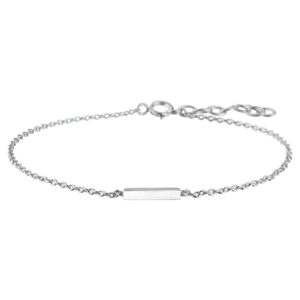 armband balkje 1,2 mm 16 + 2,5 mm zilver gerhodineerd