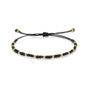 armband bolletjes 13 - 26 cm 14K goud met rubber/nylon/leer