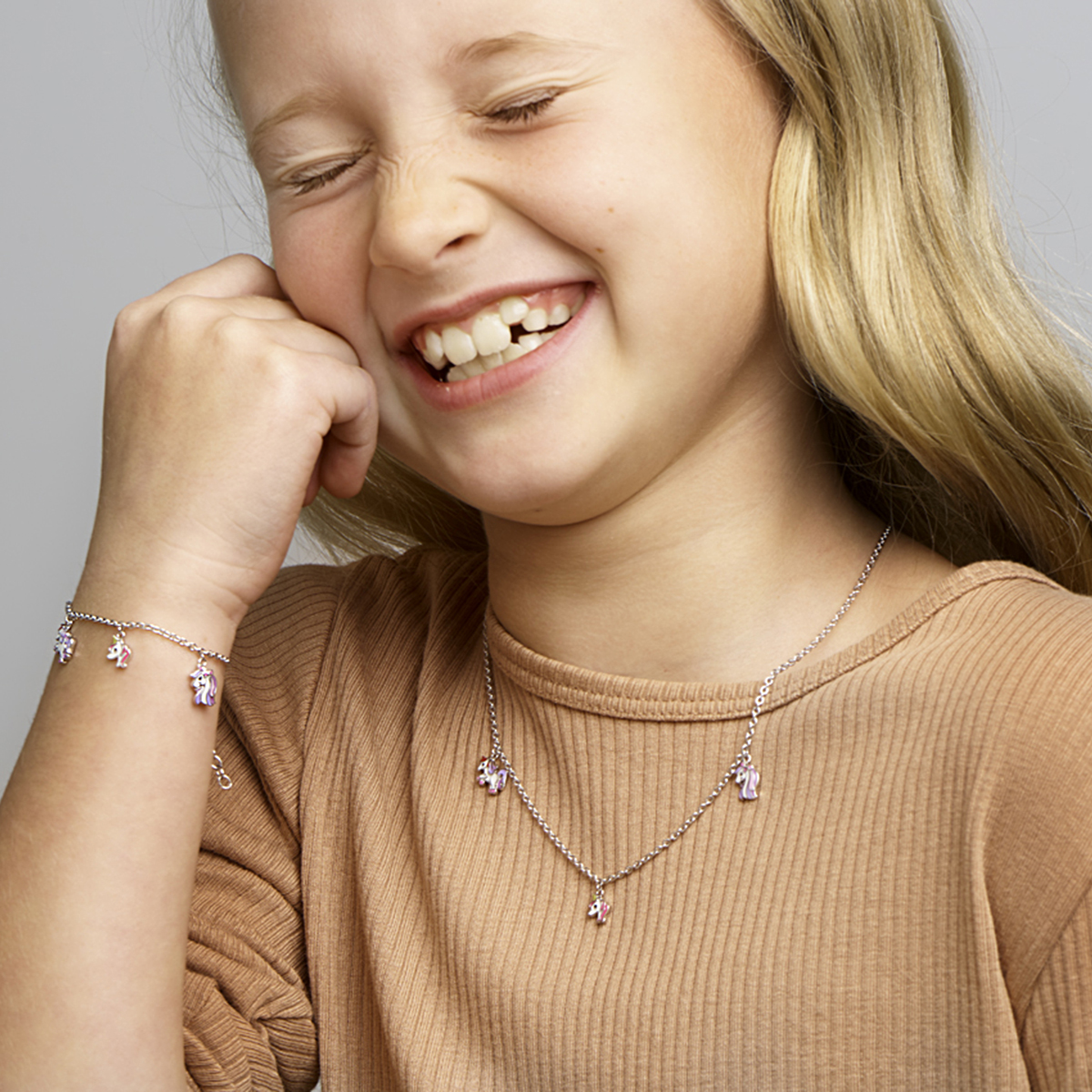armband eenhoorn emaille 13 + 3 cm zilver gerhodineerd - Afbeelding 3