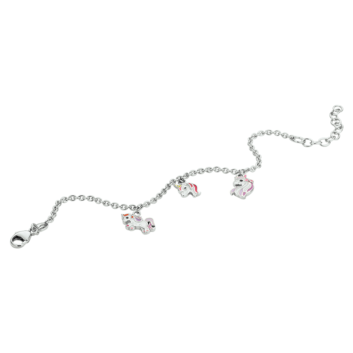 armband eenhoorn emaille 13 + 3 cm zilver gerhodineerd - Afbeelding 4