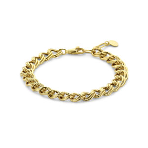 armband gourmette 8 mm 17 + 2 cm 14K geelgoud
