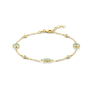 armband groen amethist en diamant 0.20ct h si 17 + 2 cm 14K geelgoud