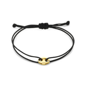 armband koffieboon polyester zwart max. 20 cm 14K goud met rubber/nylon/leer