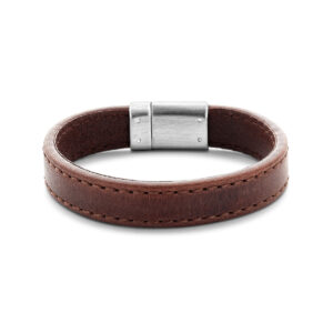 armband leer donkerbruin 12,5 mm edelstaal