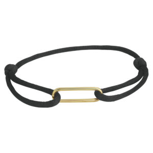 armband satijn zwart 13 - 26 cm 14K goud met rubber/nylon/leer