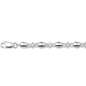 armband zirkonia 4,5 mm 18,5 + 2,5 cm zilver gerhodineerd