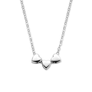 collier 3 hartjes 41 + 4 cm zilver gerhodineerd