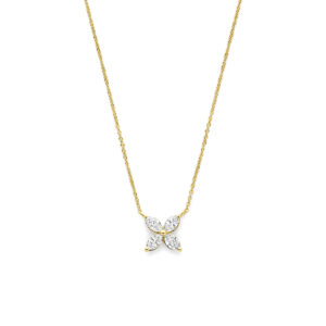 collier bloem lab grown diamant 0.40ct g vs 41 - 43 - 45 cm 14K geelgoud
