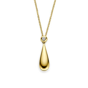 collier druppel diamant 0.15ct h si 41 - 43 - 45 cm 14K geelgoud