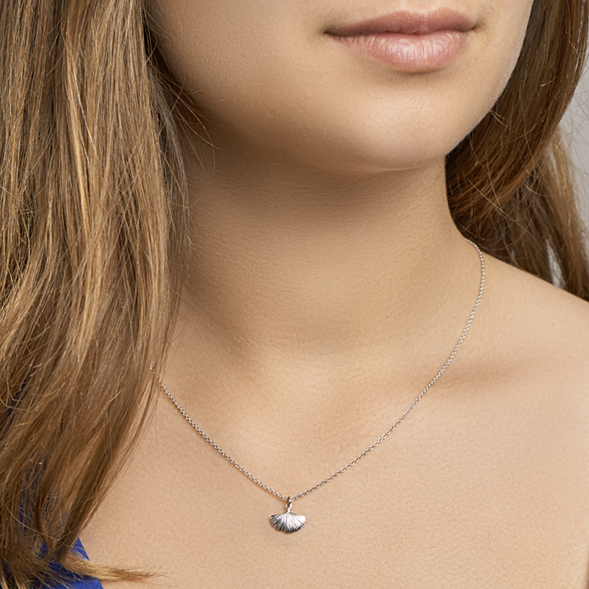 collier ginkgo blad 41 + 5 cm zilver gerhodineerd - Afbeelding 2