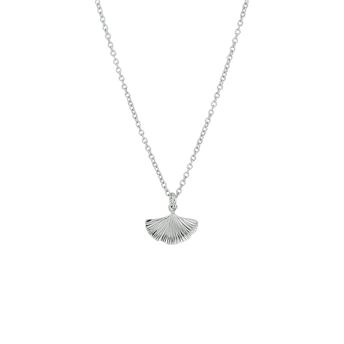 collier ginkgo blad 41 + 5 cm zilver gerhodineerd