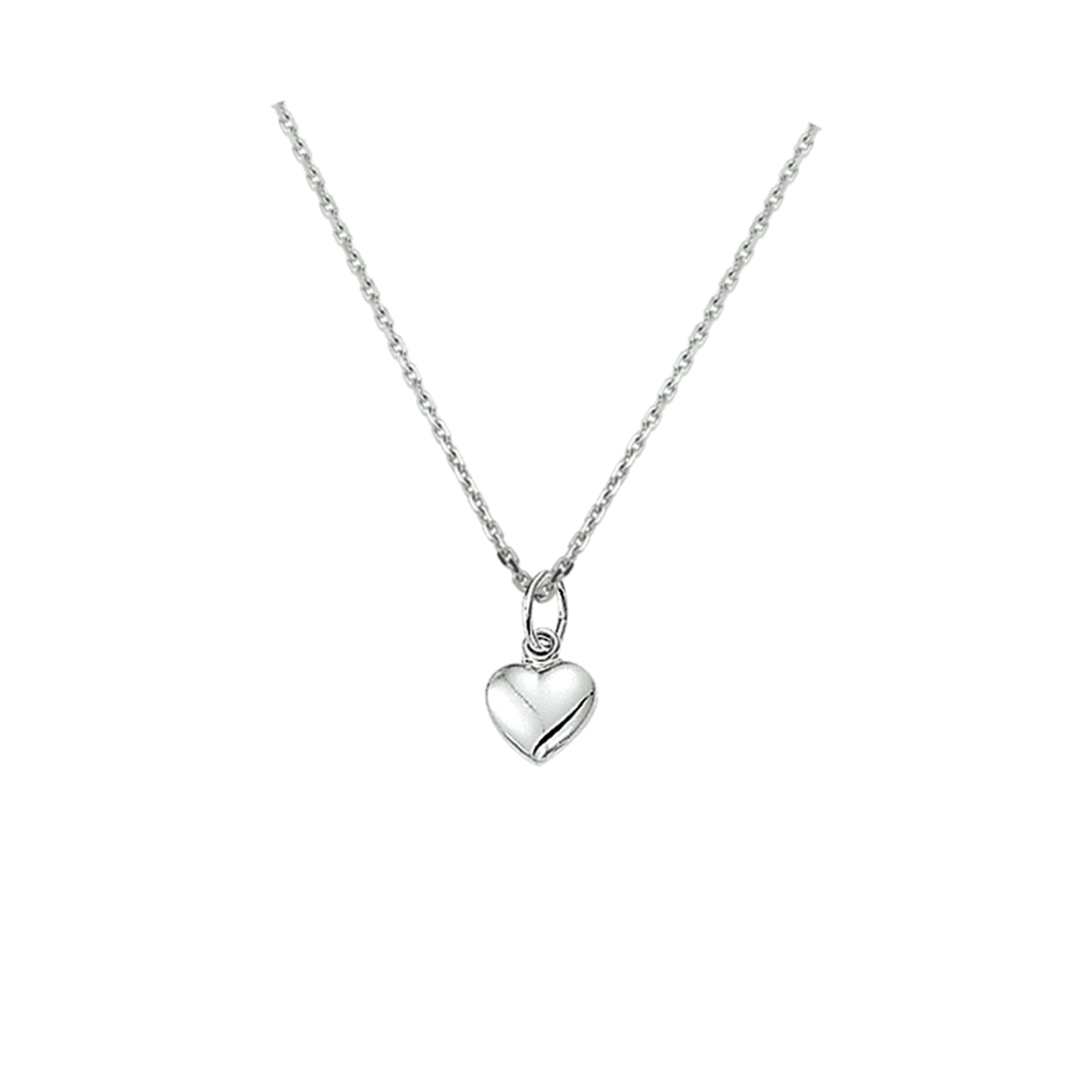 collier hart 1,3 mm 41 + 4 cm zilver gerhodineerd