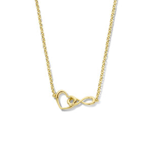 collier hart en infinity 40 + 4 cm 3 micron zilver verguld (geel)