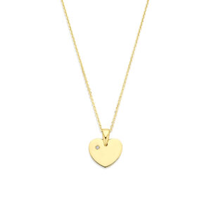 collier hartje lab grown diamant 0.01ct f vs 40 - 42 - 44 cm 14K geelgoud