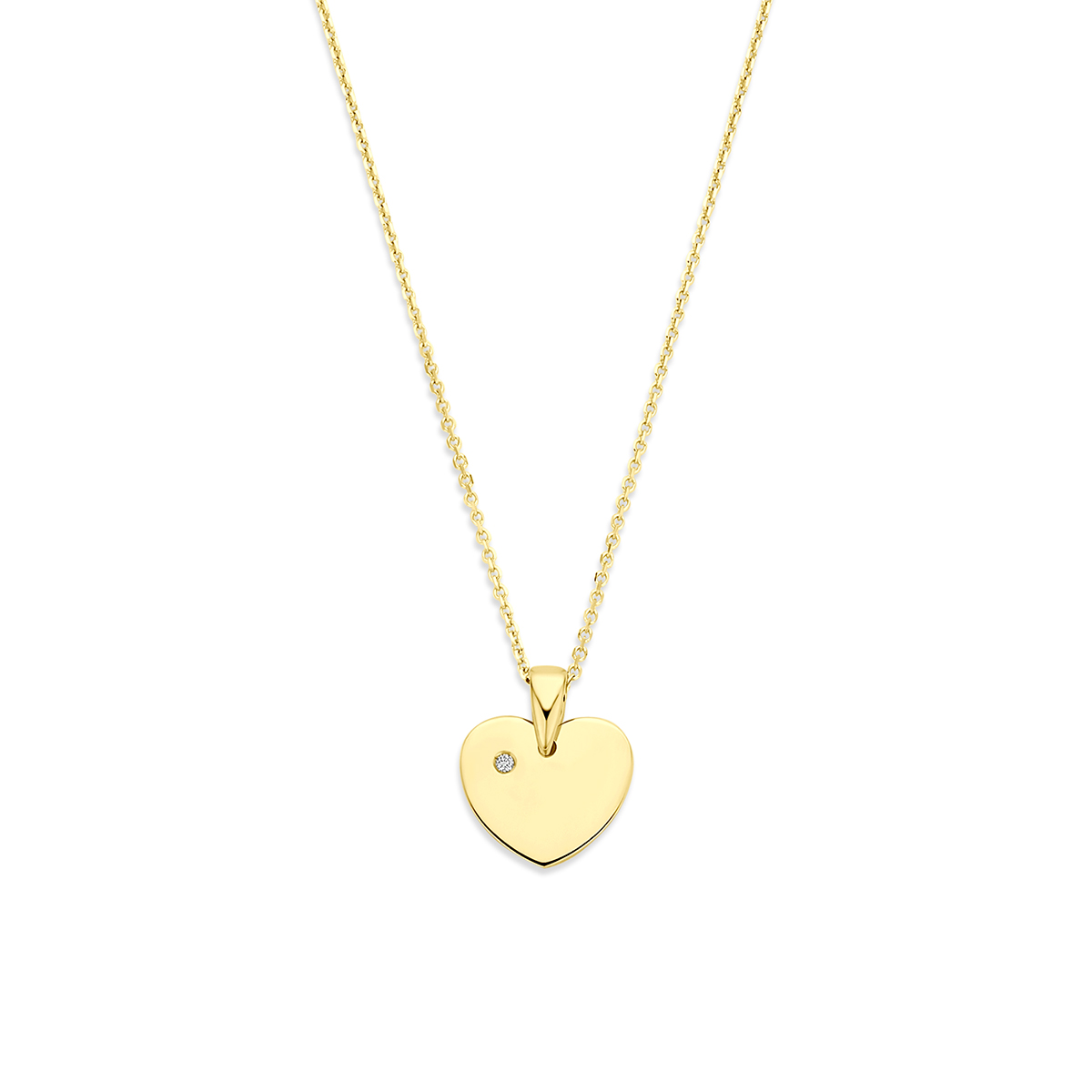 collier hartje lab grown diamant 0.01ct f vs 40 - 42 - 44 cm 14K geelgoud