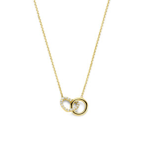 collier hartje zirkonia 40 - 42 - 44 cm 14K geelgoud