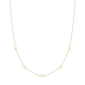 collier ovaaltjes 43 + 2 cm 14K geelgoud