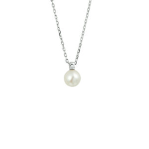 collier parel 40 + 4 cm zilver gerhodineerd