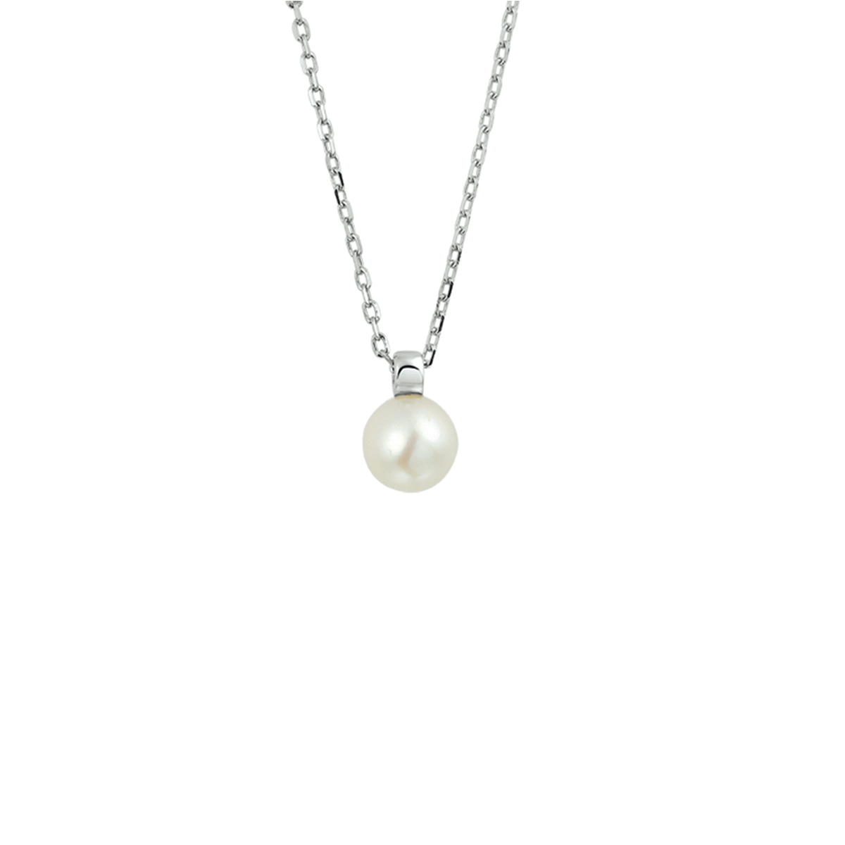 collier parel 40 + 4 cm zilver gerhodineerd
