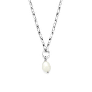 collier parel 40,5 + 5 cm zilver gerhodineerd