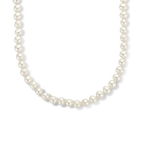 collier parel 6,5 mm 42 + 4 cm zilver gerhodineerd