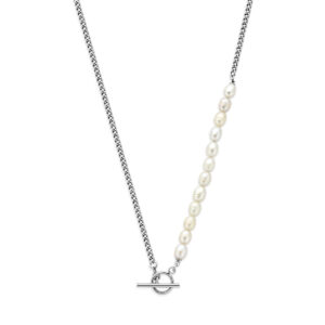 collier parels kapittelslot 45 cm zilver gerhodineerd