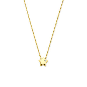 collier ster lab grown diamant 0.01ct f vs 40 - 42 - 44 cm 14K geelgoud