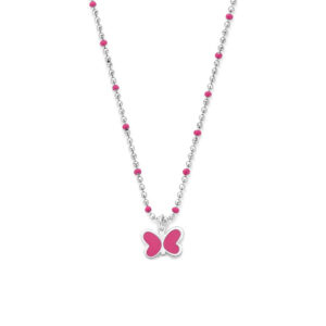 collier vlinder emaille 36 + 4 cm zilver gerhodineerd