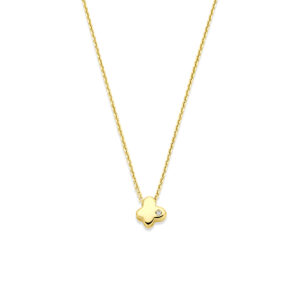 collier vlinder lab grown diamant 0.01ct f vs 40 - 42 - 44 cm 14K geelgoud