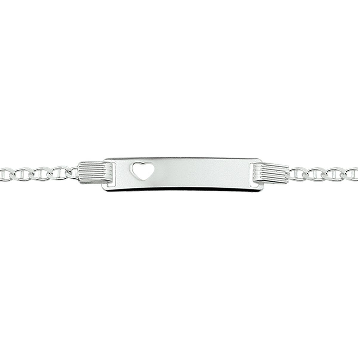 graveerarmband hart plaat 6 mm 16-18 cm zilver gerhodineerd
