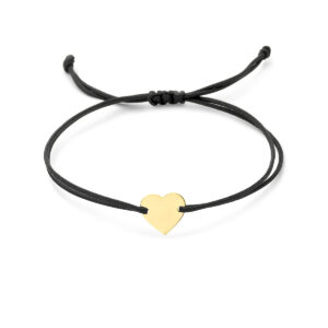 graveerarmband hartje polyester zwart max. 20 cm 14K goud met rubber/nylon/leer