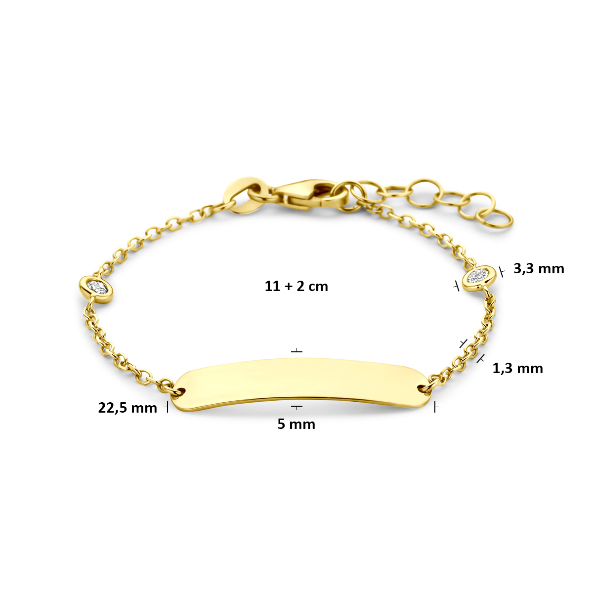 graveerarmband lab grown diamant 0.10ct f vs 11 + 2 cm 14K geelgoud - Afbeelding 3