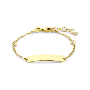 graveerarmband lab grown diamant 0.10ct f vs 11 + 2 cm 14K geelgoud
