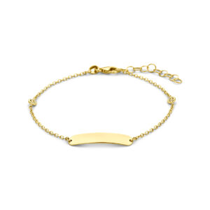 graveerarmband lab grown diamant 0.10ct f vs 16 + 3 cm 14K geelgoud