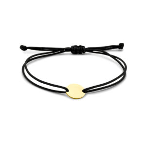 graveerarmband rondje polyester zwart max. 20 cm 14K goud met rubber/nylon/leer