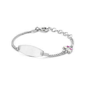 graveerarmband vlinder emaille plaat 6,5 mm 11 + 2 cm zilver gerhodineerd