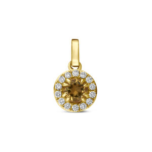 hanger citrien en lab grown diamant 0.08ct f vs 7 mm 14K geelgoud