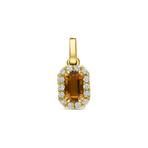 hanger citrien en lab grown diamant 0.08ct f vs 7,5 mm 14K geelgoud