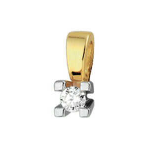 hanger diamant 0.10ct h si 10 mm 14K bicolor goud geel/wit