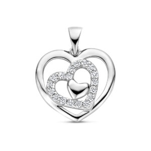 hanger hart zirkonia 14 mm zilver gerhodineerd