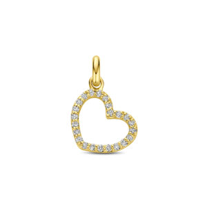 hanger hartje lab grown diamant 0.18ct f vs 11 mm 14K geelgoud