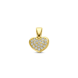 hanger hartje lab grown diamant 0.19ct f vs 7,5 mm 14K geelgoud