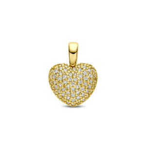 hanger hartje lab grown diamant 0.41ct f vs 11 mm 14K geelgoud