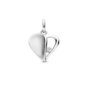 hanger hartje zirkonia poli/mat 11,5 mm zilver gerhodineerd