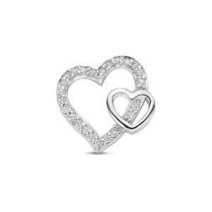 hanger hartjes zirkonia 18 mm zilver gerhodineerd